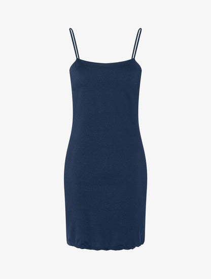Robe moulante satinée - Marine - 1