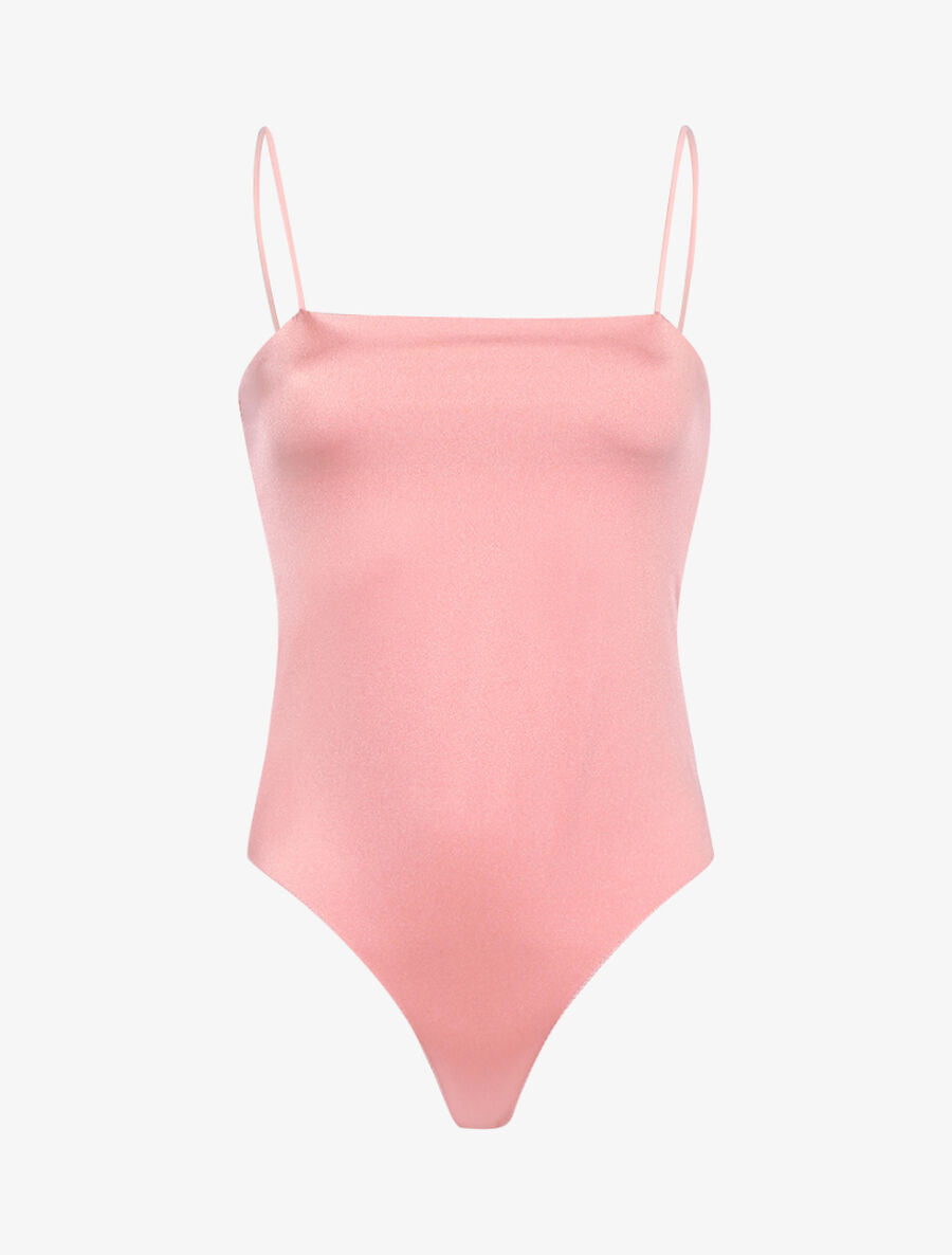 Body satiné à côtés échancrés - Rose - 1