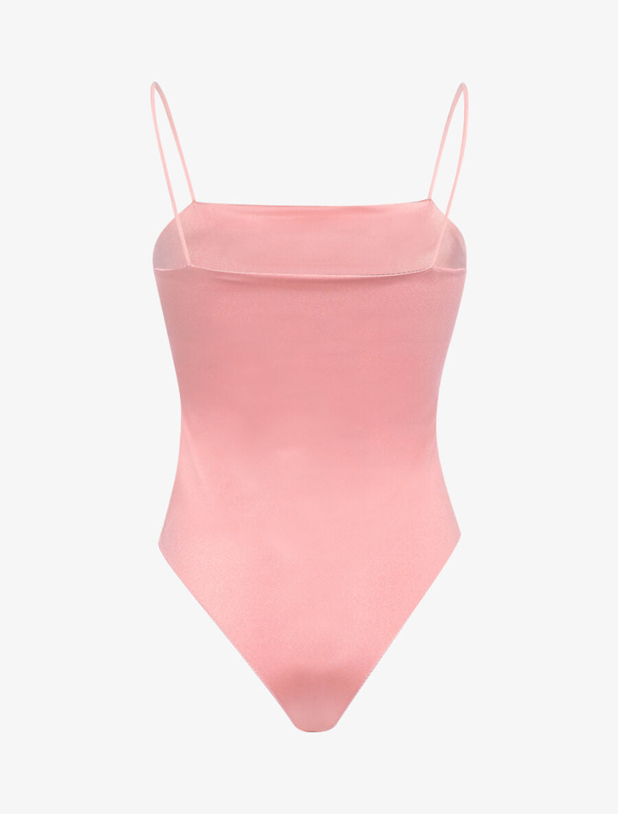 Body satiné à côtés échancrés - Rose - 2