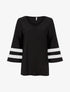 Top oversize manches à bandes transparentes - Noir - 1
