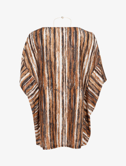 Top oversize imprimé rayé à sautoir - Camel - 2