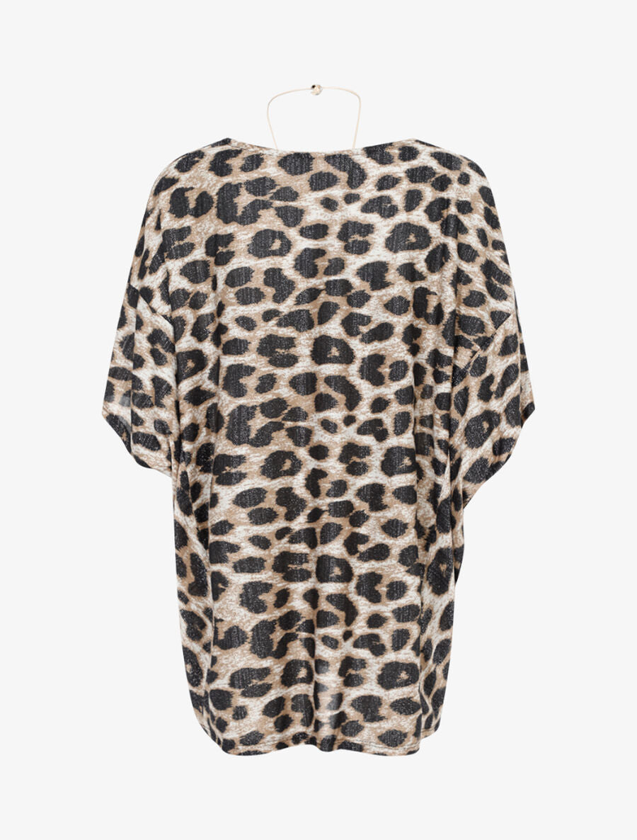 Top oversize imprimé rayé à sautoir - Beige - 2