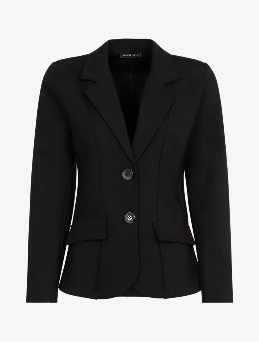 Veste droite à col cranté - Noir - 1