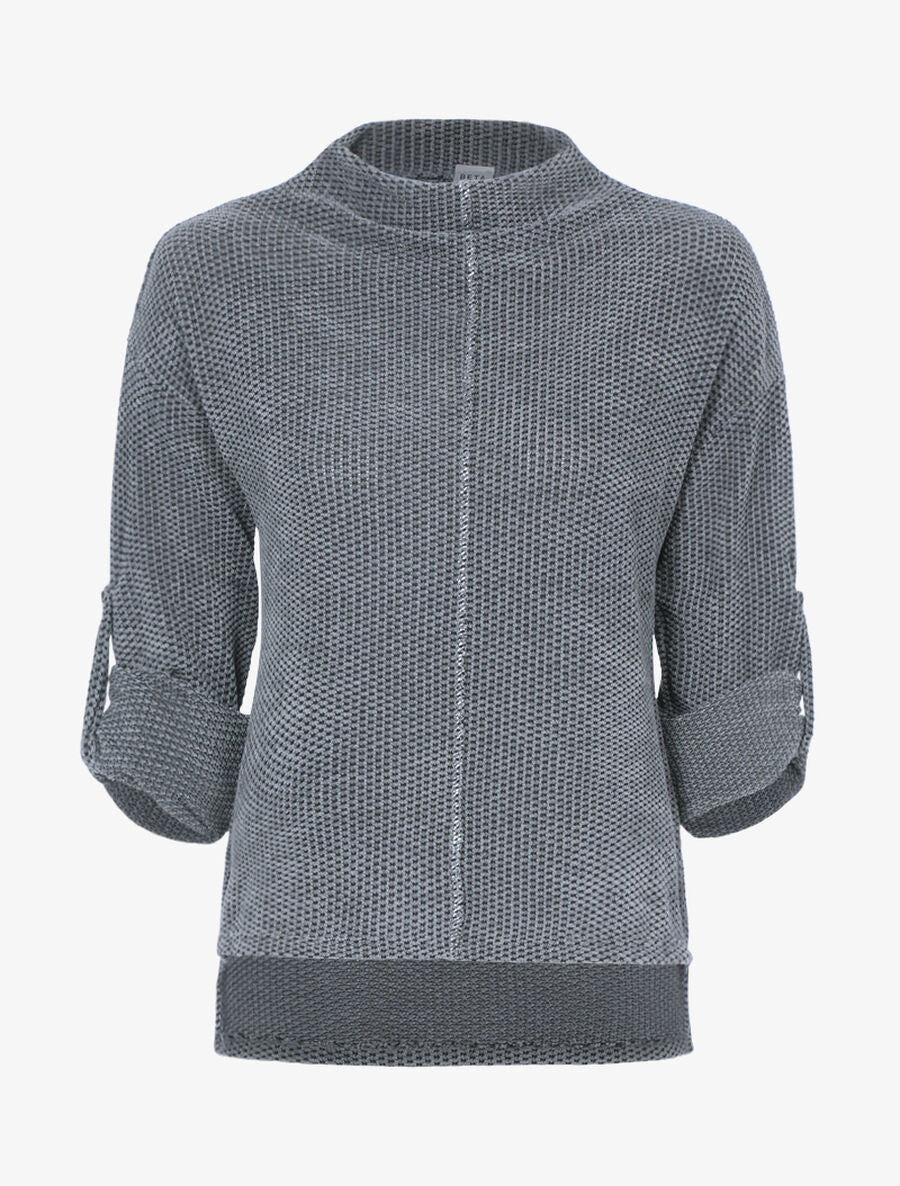 Pull moucheté à détails irisés - Gris clair - 1