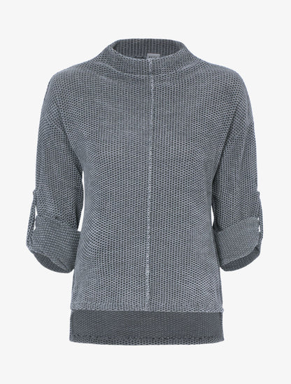 Pull moucheté à détails irisés - Gris clair - 1