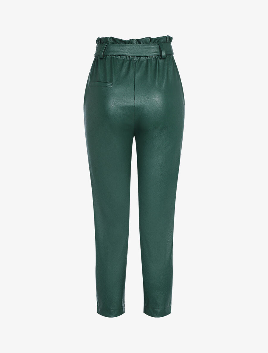 Pantalon 7/8 en simili - Vert foncé - 2