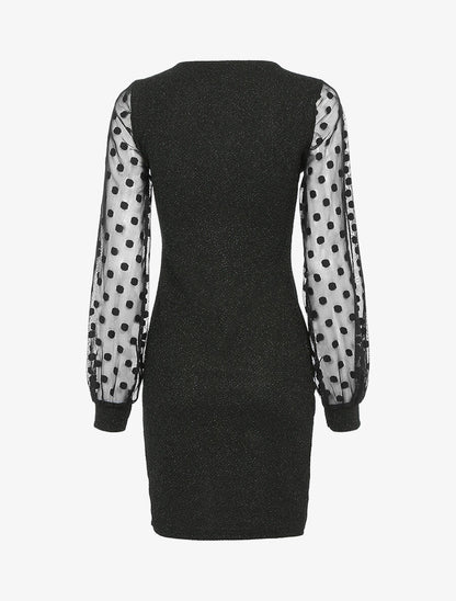 Robe irisée à manches ajourées - Noir - 2