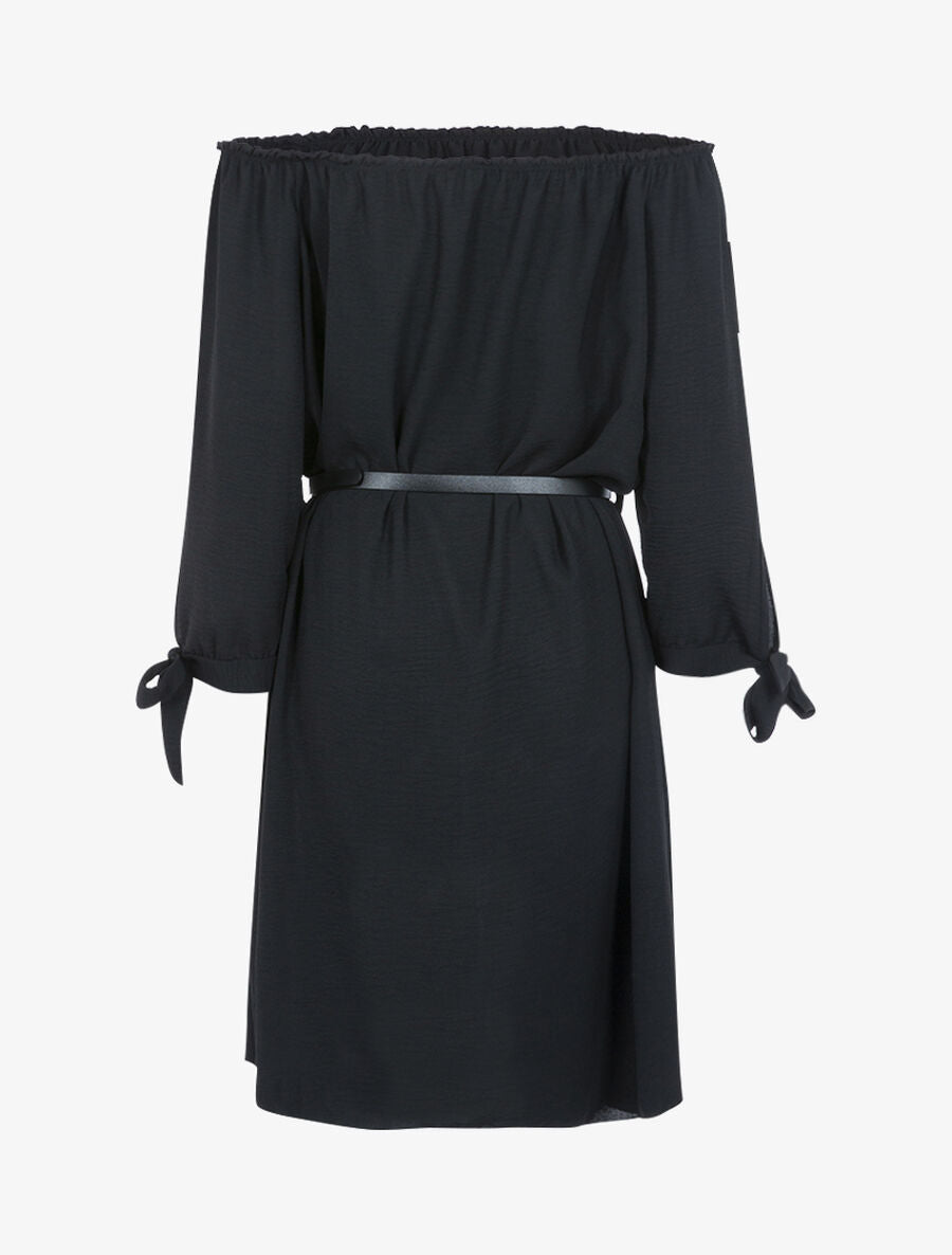 Robe fluide à col bardot - Noir - 2