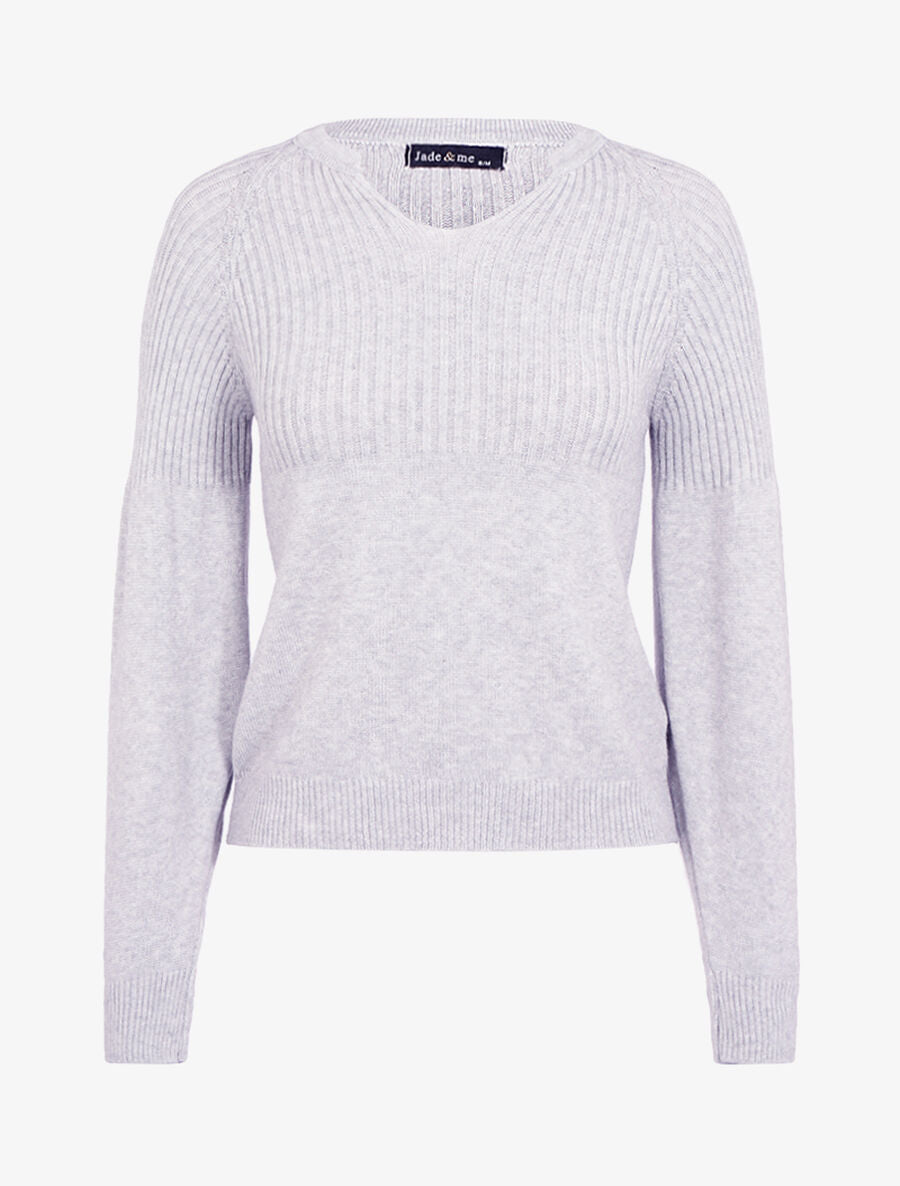Pull court en maille douce - Gris clair - 1