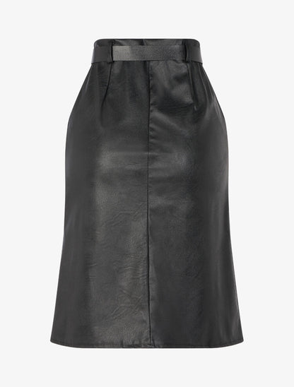 Jupe crayon en simili - Noir - 2