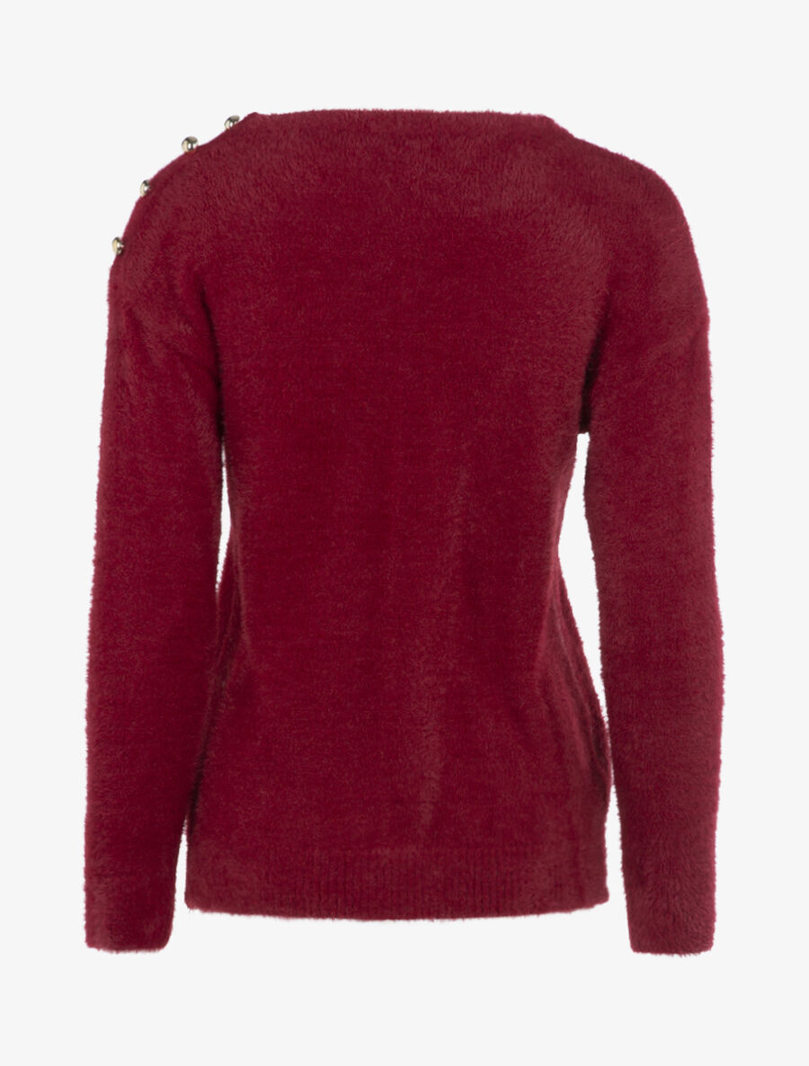 Pull uni en pilou - Bordeaux - 2