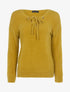 Pull en pilou à encolure lacée - Jaune - 1