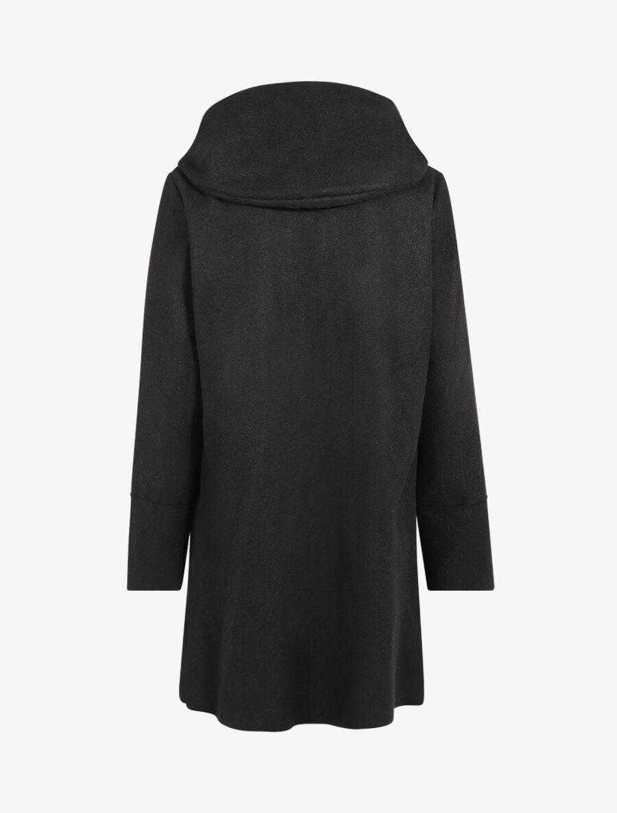 Manteau droit à capuche - Noir - 2