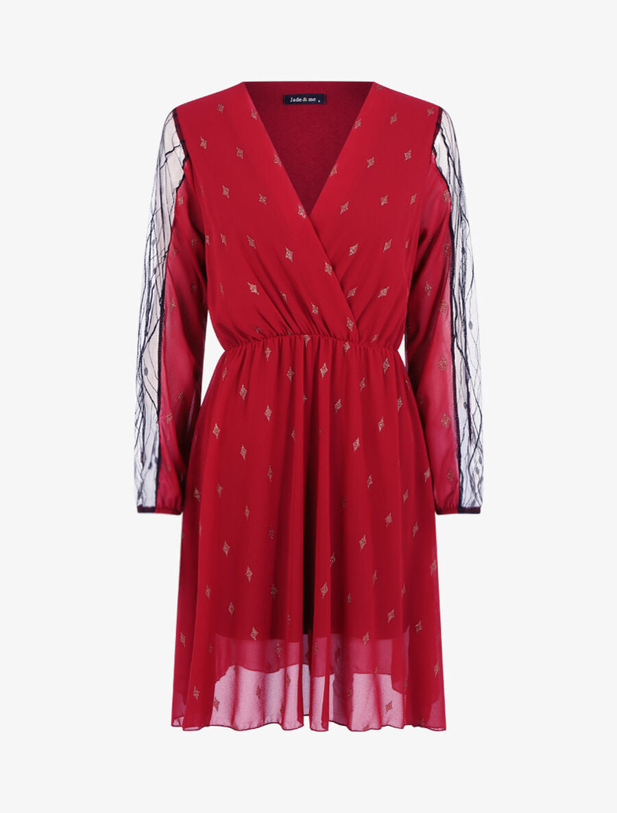 Robe à imprimé losanges irisés - Bordeaux - 1