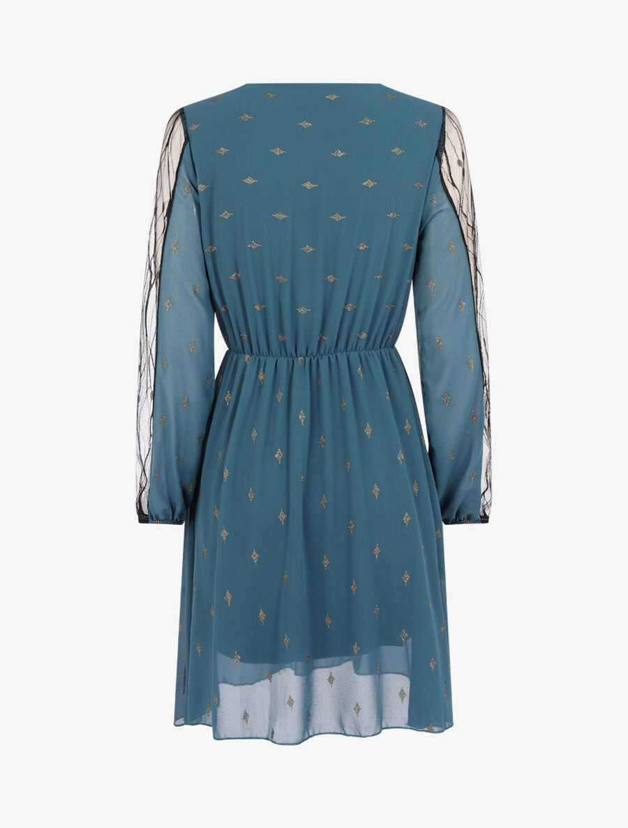 Robe à imprimé losanges irisés - Bleu pétrole - 2