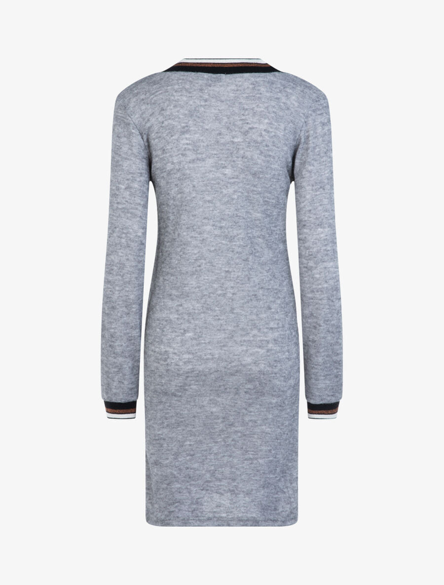 Robe en maille à bords contrastants - Gris foncé - 2