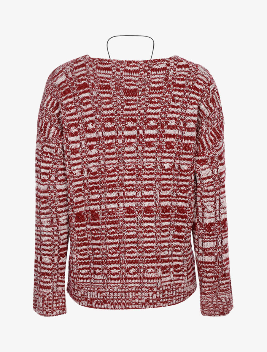 Pull droit en grosse maille moulinée - Rouge - 2