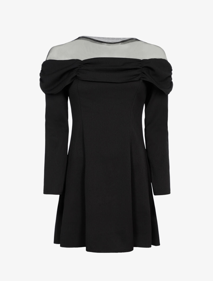 Robe buste à plis - Noir - 1