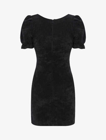 Robe fourreau en velours côtelé - Noir - 2