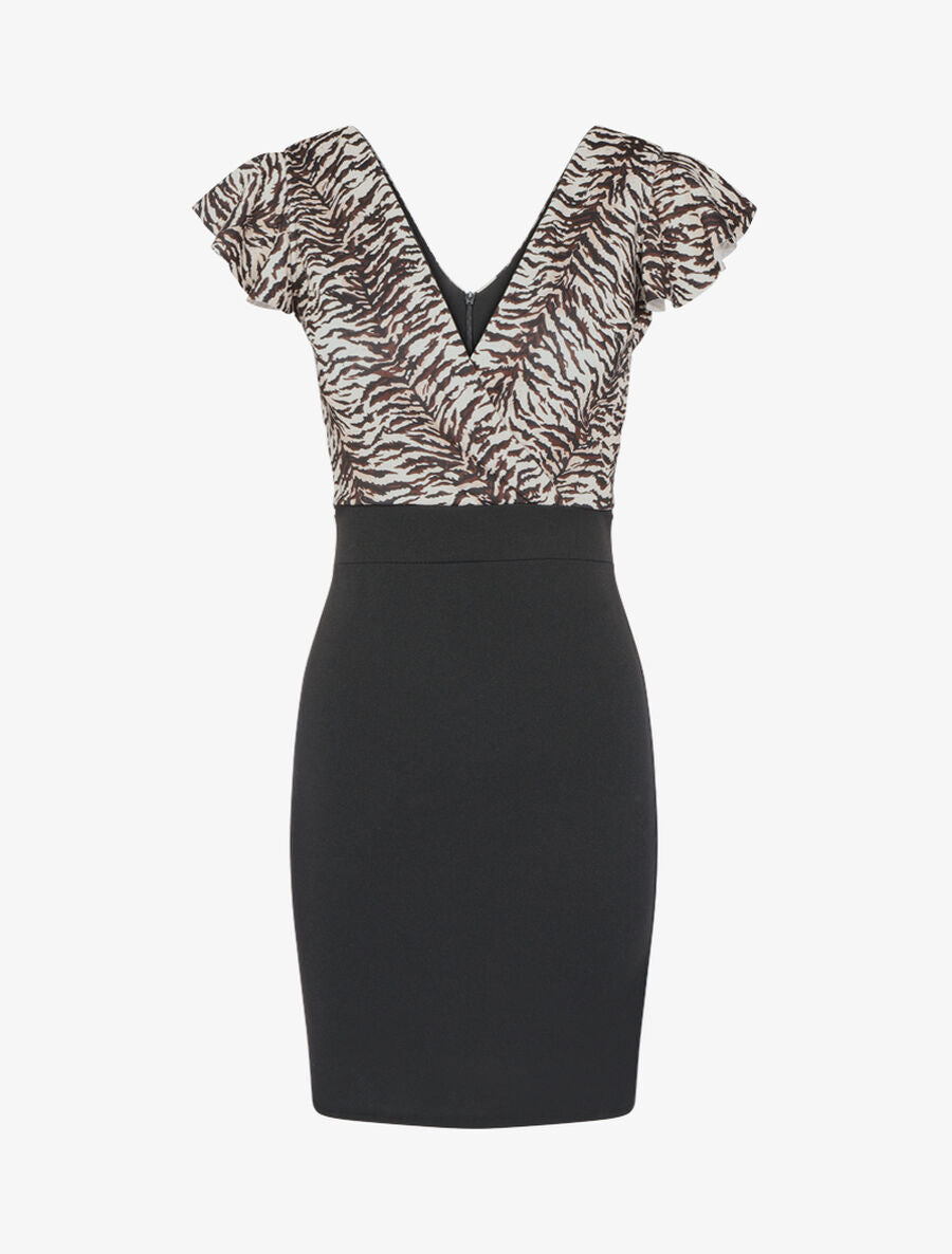 Robe fourreau à imprimé zébré - Marron/noir - 1