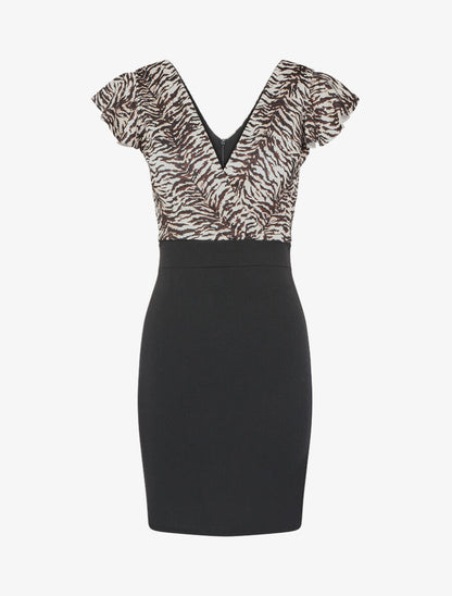 Robe fourreau à imprimé zébré - Marron/noir - 1