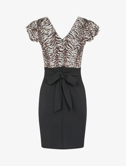 Robe fourreau à imprimé zébré - Marron/noir - 2