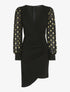 Robe plissée à manches floquées - Noir - 1