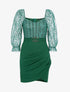 Robe en dentelle et sequins - Vert - 1