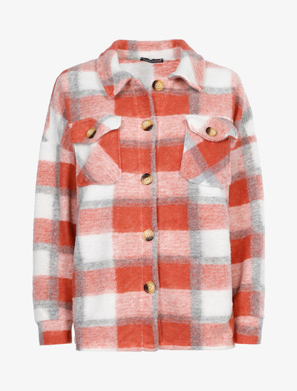 Veste style bucheron à carreaux - Corail - 1