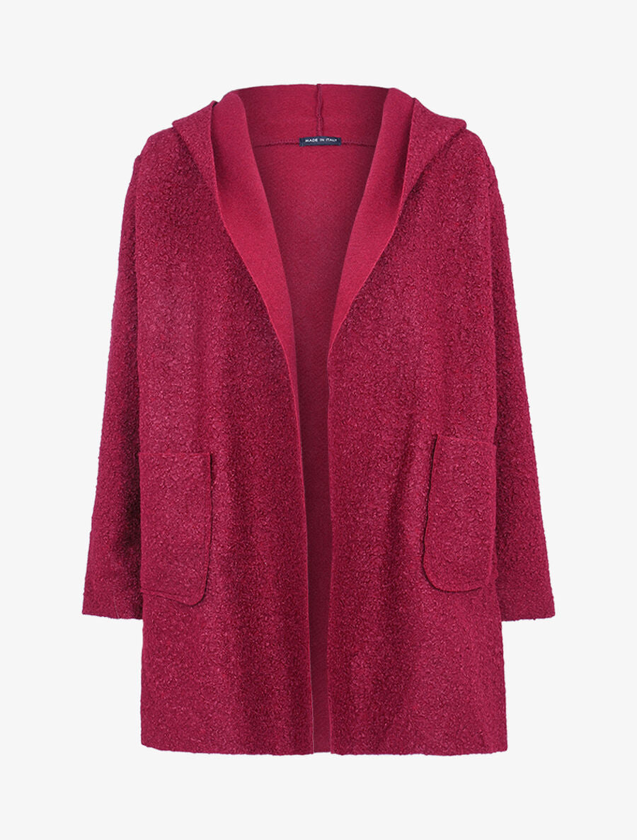Manteau ouvert effet laine bouclette - Bordeaux - 1