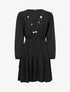 Robe légère à buste boutonné en V - Noir - 1