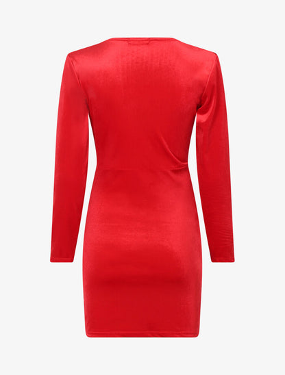 Tunique style robe effet velours - Rouge - 2
