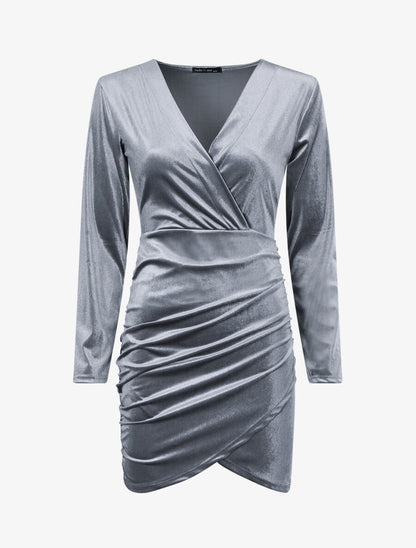 Tunique style robe effet velours - Gris clair - 1