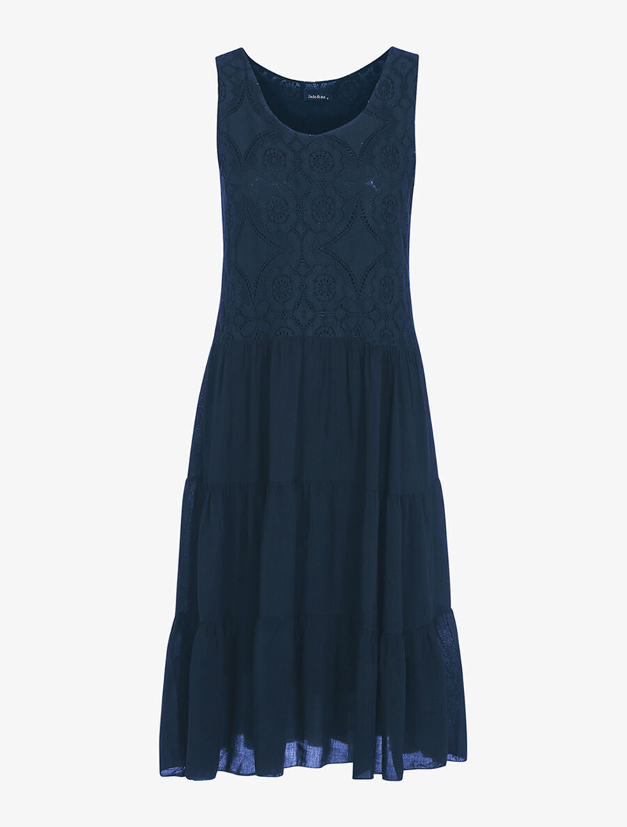 Robe à buste brodé - Marine - 1