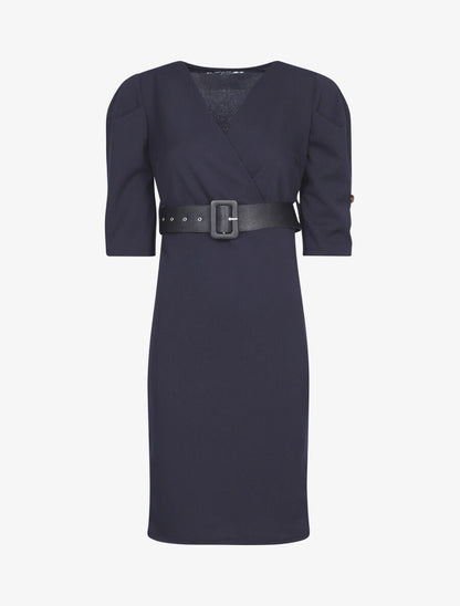 Robe à taille empire ceinturée - Marine - 1