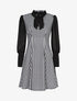 Robe imprimé pied de poule à col lavallière - Noir - 1