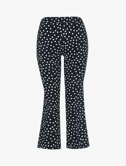 Pantacourt bootcut à pois - Noir - 1