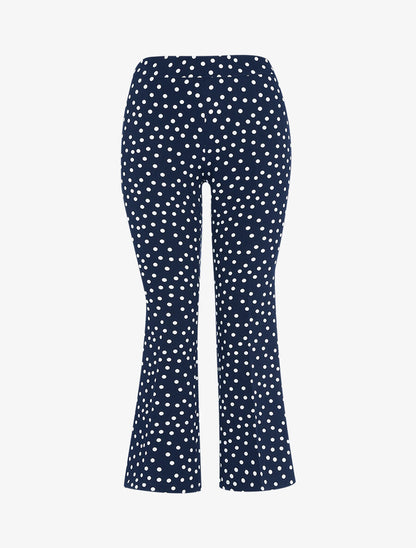 Pantacourt bootcut à pois - Bleu nuit - 1