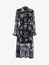 Robe longue fleurie en voile - Noir - 1