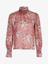 Blouse fleurie à encolure montante - Rose foncé - 1