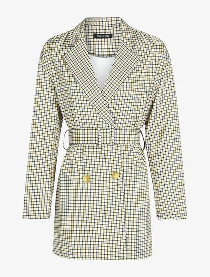Veste coupe loose ceinturée - Noir/camel - 1