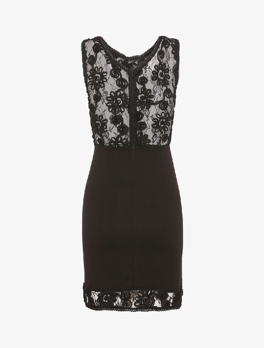 Robe ventre dentelle fleurie - noir - 2