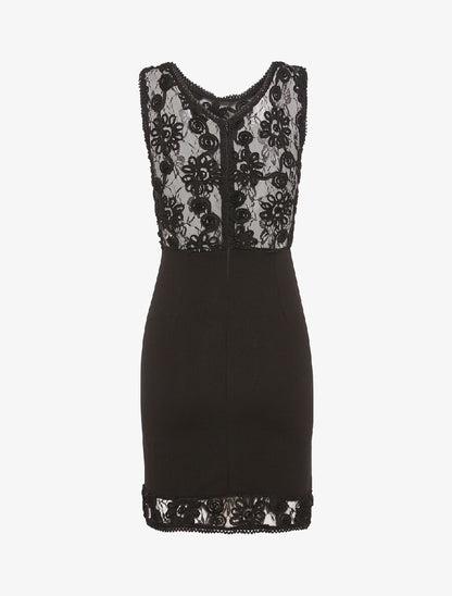 Robe ventre dentelle fleurie - noir - 2