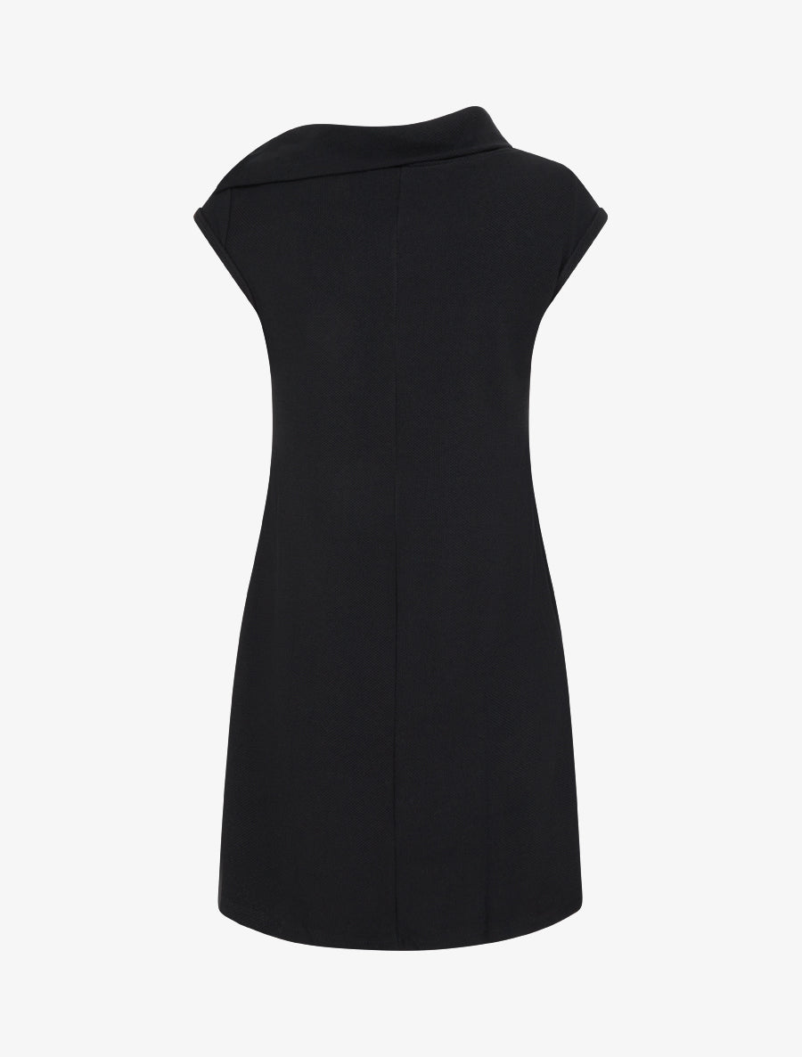Robe-pull col tombant boutonné - Noir - 2