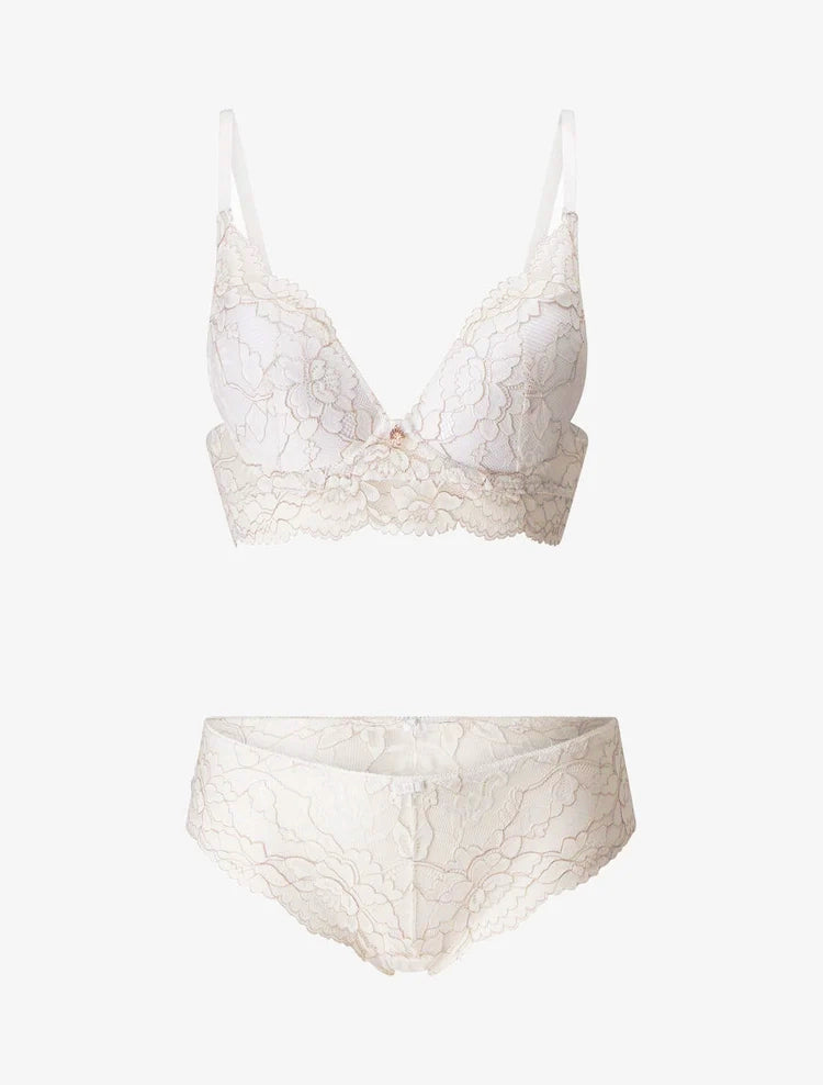 Ensemble lingerie en dentelle irisée - Blanc