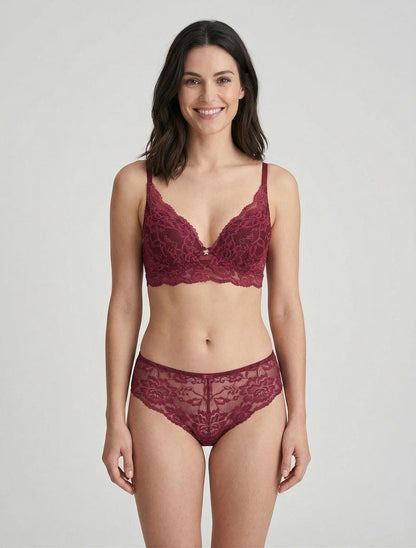 Ensemble lingerie en dentelle irisée - Prune