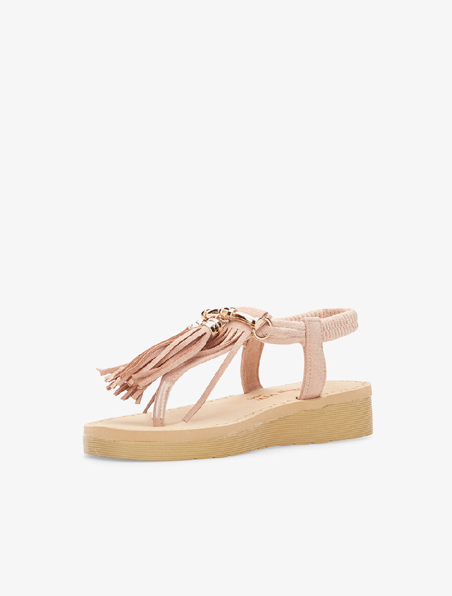 Tongs compensées à pompons - beige - 3