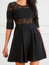 Robe patineuse à empiècements dentelle - Noir - 1