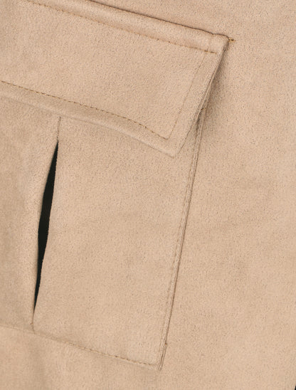 Jupe short en suédine - Camel - 3