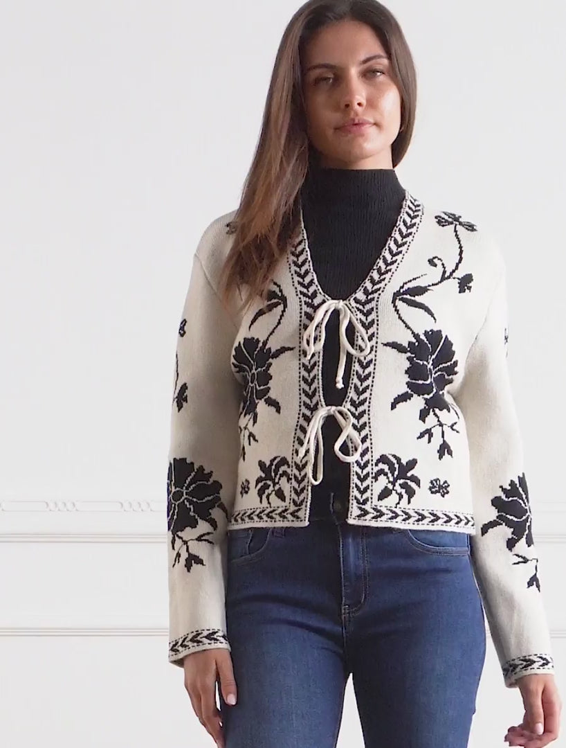 Gilet à nouer à imprimé baroque - Blanc